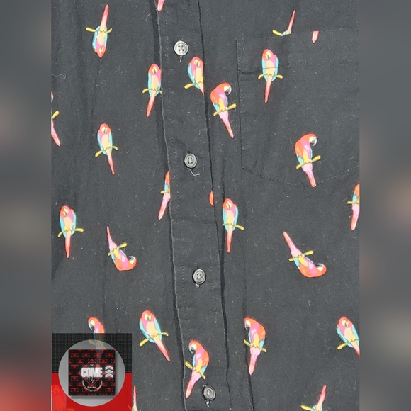 GEORGE Classic Fit Casual Button Down/ Tropical Parrot All Over Print - Picture 4 of 7